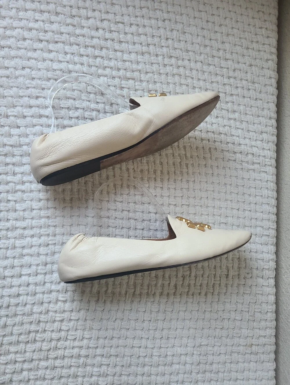Tory Burch Women's Cream Leather Eleanor Loafers Size 10